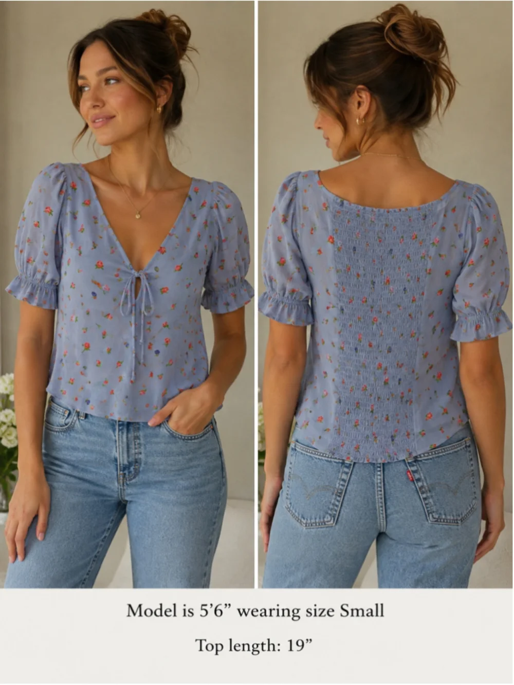 Women's Reformation Floral Blouse Size 4 Blue Red